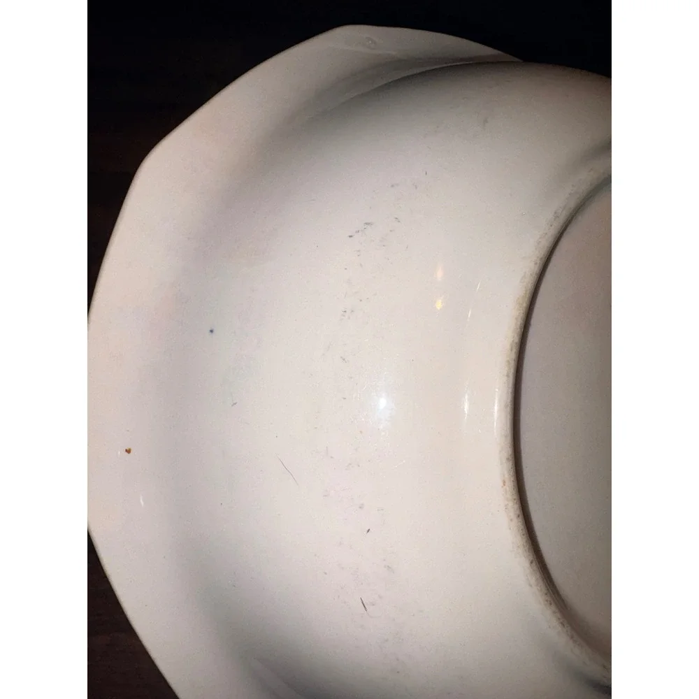 Vintage Crown Ivory Floral Serving Bowl Orange Poppies Octagonal 9 Inch